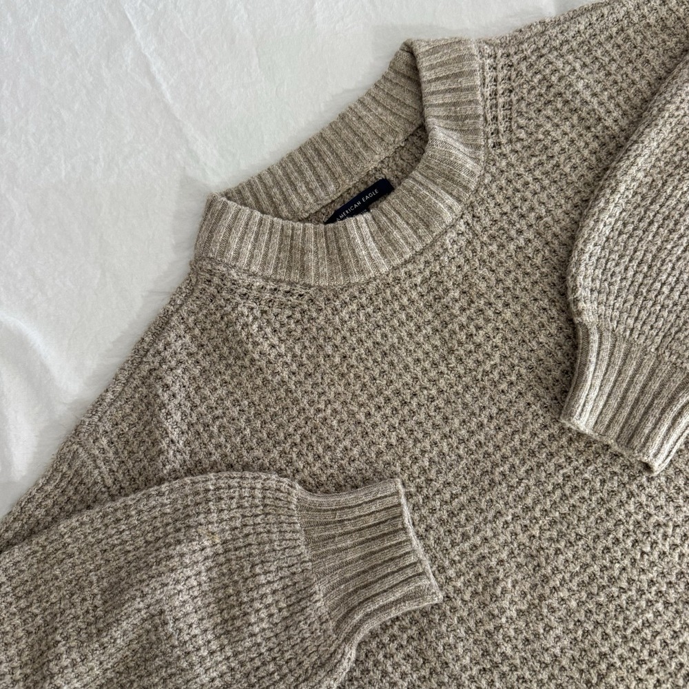 American Eagle Women's‎ Size XS Tan Waffle Knit Medium Weight Tunic Sweater